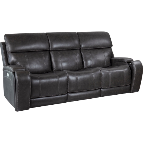 Glenwood Lay Flat Power Recline Sofa w/ Power Head Rest & Lumbar in Steel Gray Top Grain Leather